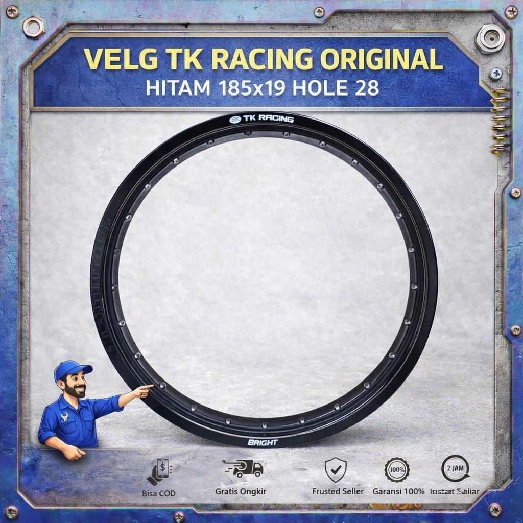 Velg TK Racing Original Hitam 185x19 Hole 28 Velg Motor Racing
