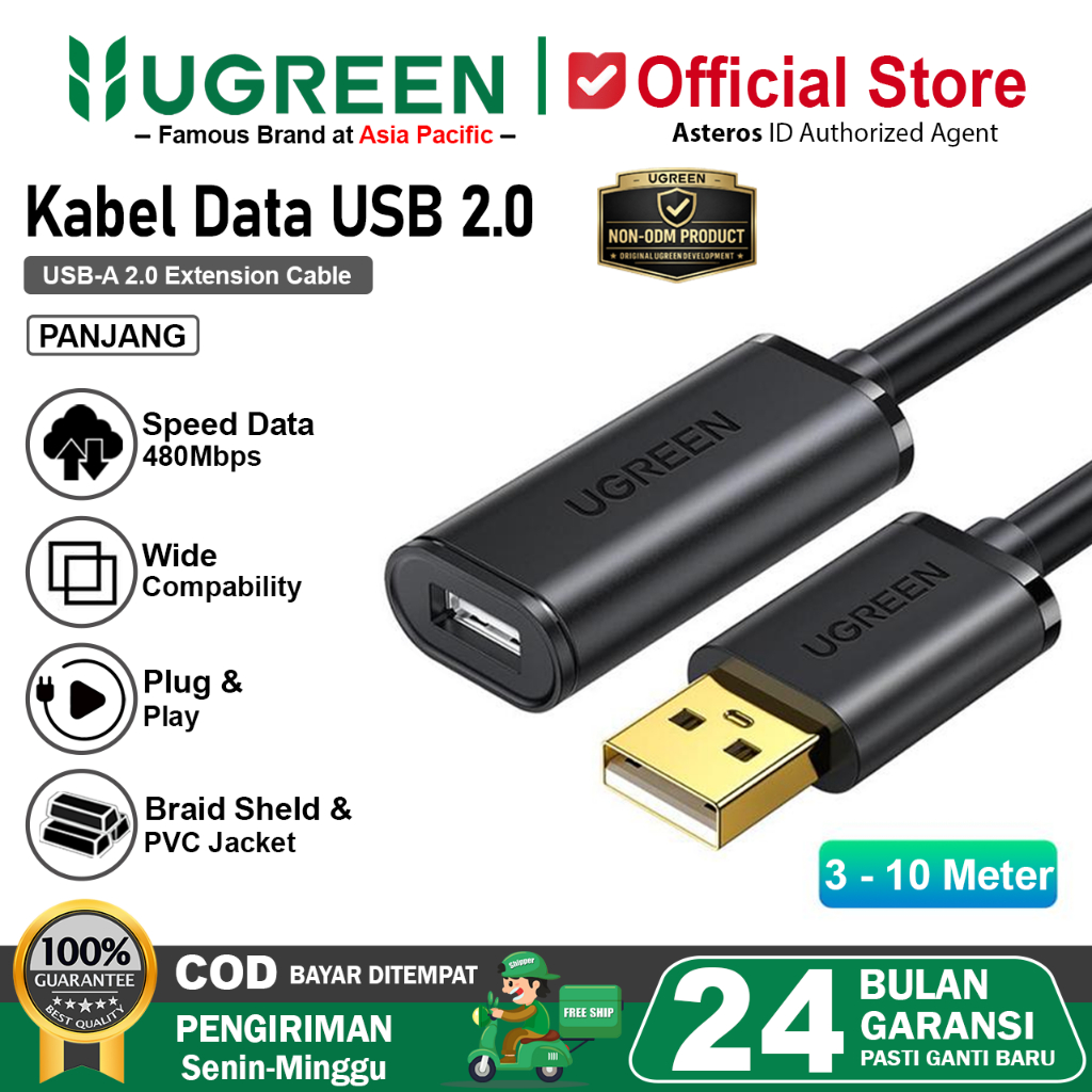 UGREEN Kabel USB 2.0 3.0 Extension Male To Female Round Cable 3M 5M 10M