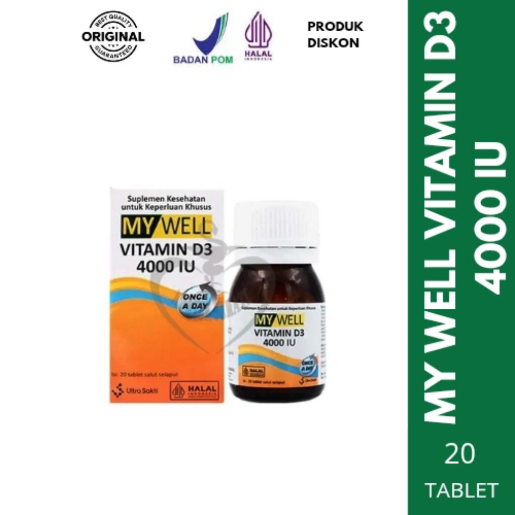 My Well Vitamin D3 4000 IU 20 Tablet (suplemen Vitamin D3 4000 IU)