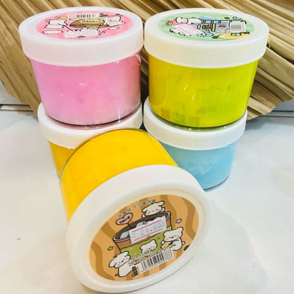 Slime cup besar bulat toples tutup putih