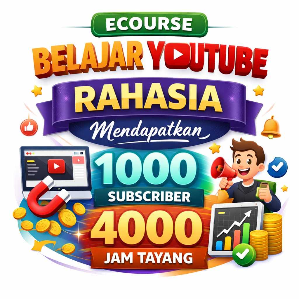 E-COURSE BELAJAR YOUTUBE - RAHASIA MENDAPATKAN 1000 SUBSCRIBER DAN 4000 JAM TAYANG