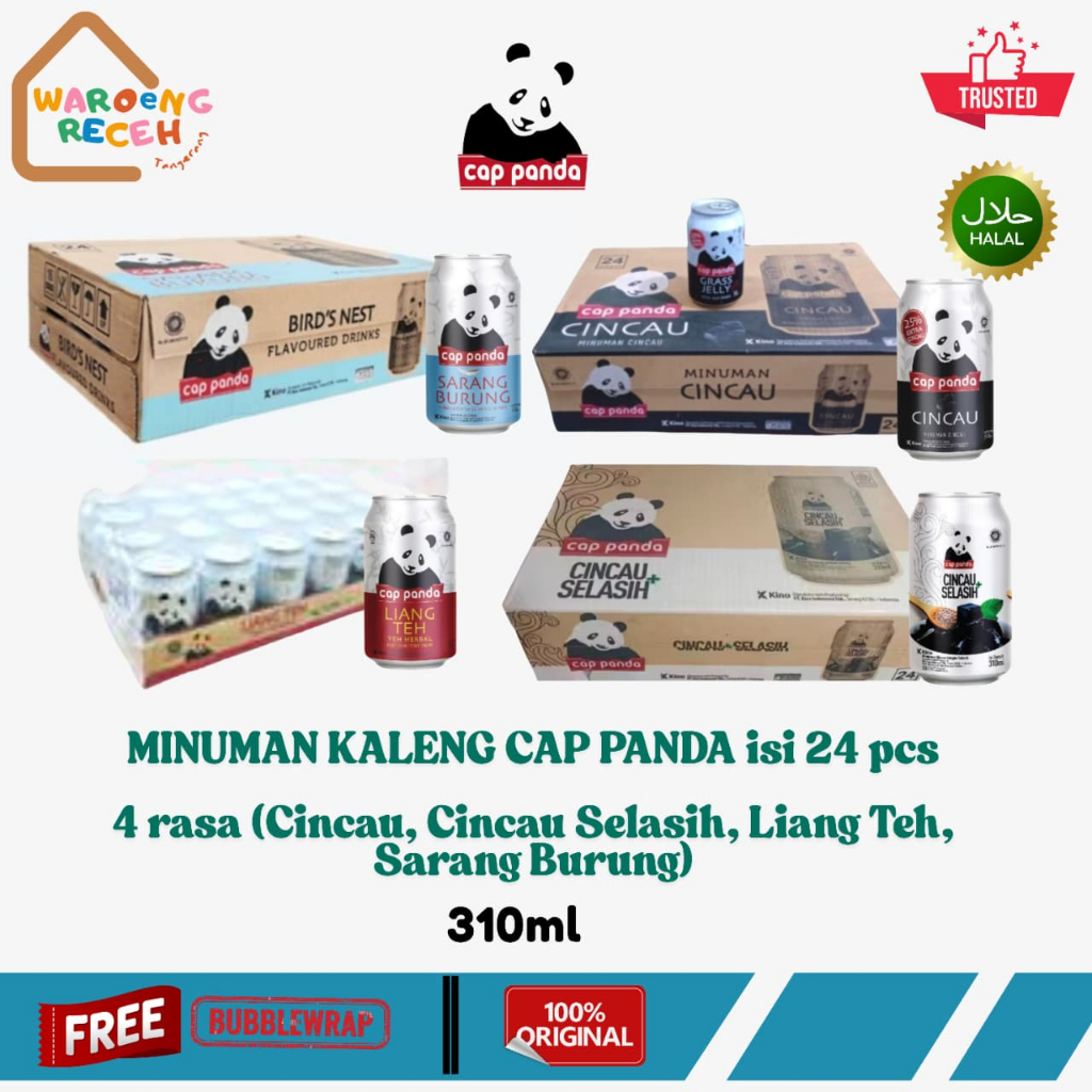 Minuman Cincau Liang Teh Sarang Burung Cap Panda 1 Dus isi 24 Pcs @310 ML