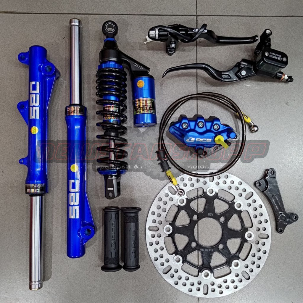 Paket Full set master rem rcb e3 12.7mm kanan kiri + kaliper 2 pi+ handgrip + disc 260mm + shockbrea
