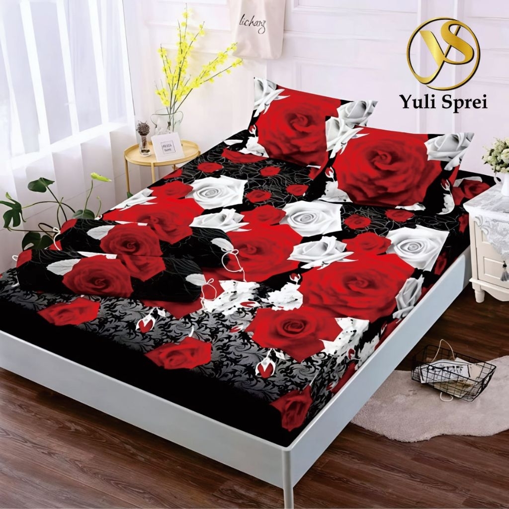 sprei motif bunga hitam ukuran 180×200