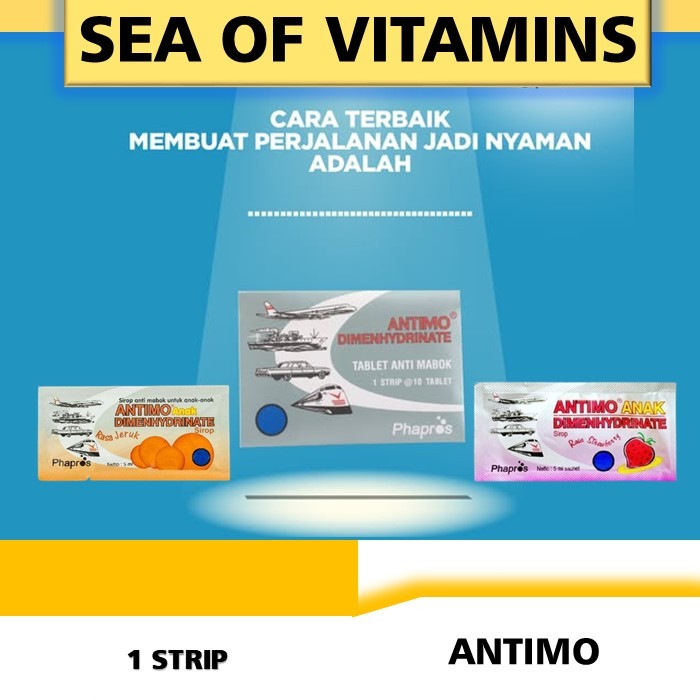 1 PCS ANTIMO TABLET DAN SIRUP DEWASA/ANAK MENGATASI MABUK PERJALANAN (10 TABLET) | ANTIMO ANAK JERUK