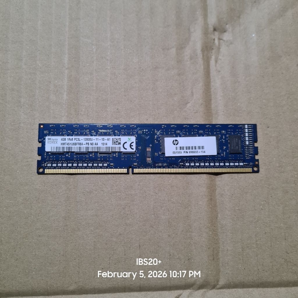 RAM PC SKHYNIX 4GB DDR3L 1RX8 PC3L 12800 DDR3L 1600MHZ