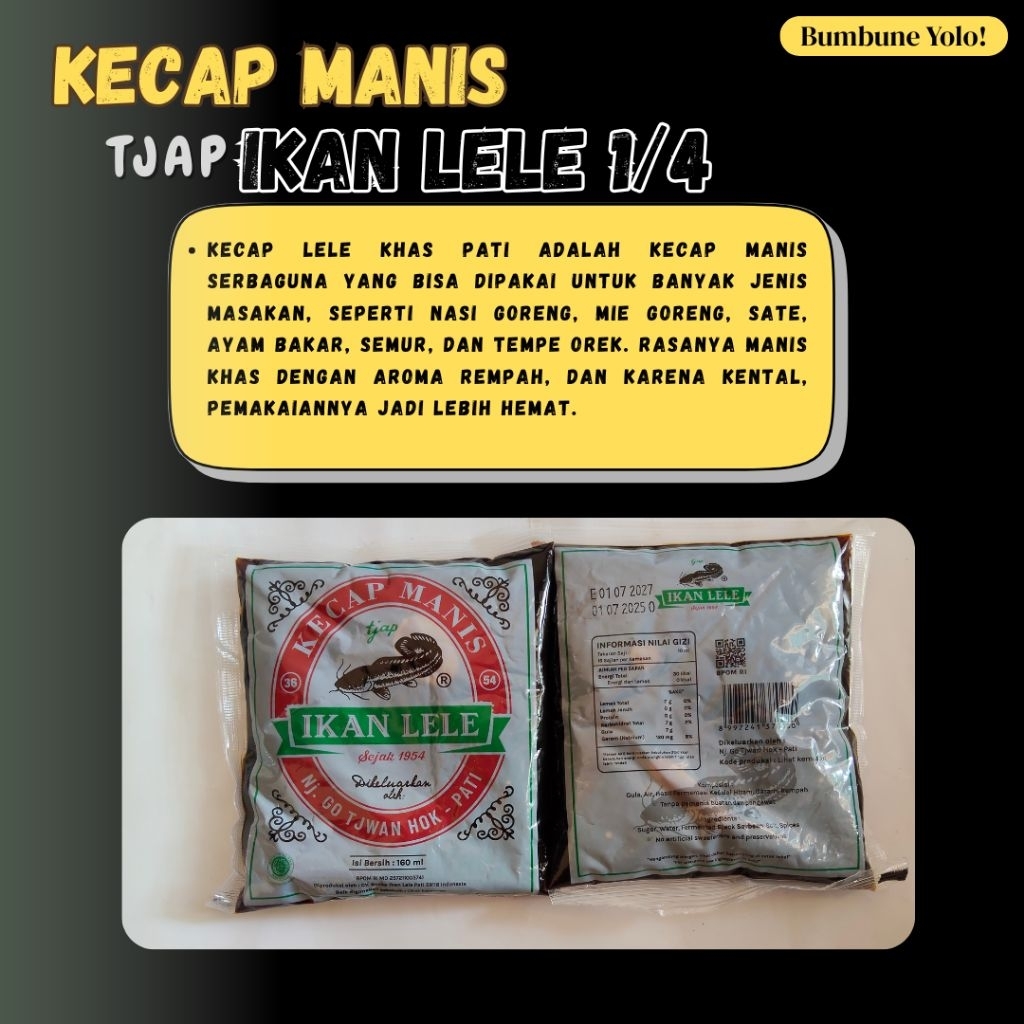 Kecap Lele kemasan 160ml kecap nikmat dan manis alami (1 Pack isi 4Pcs)