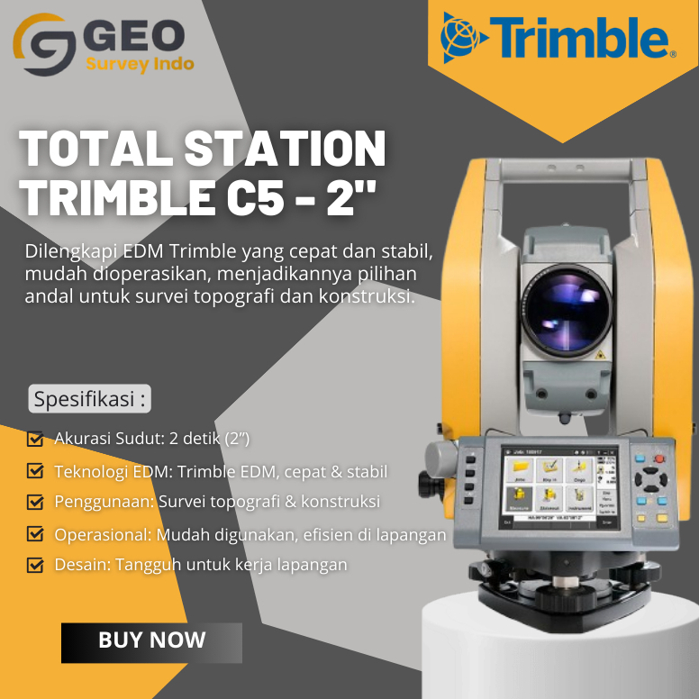 Total Station Trimble C5 Akurasi 2 Detik – Unit Bekas Original, Siap Pakai