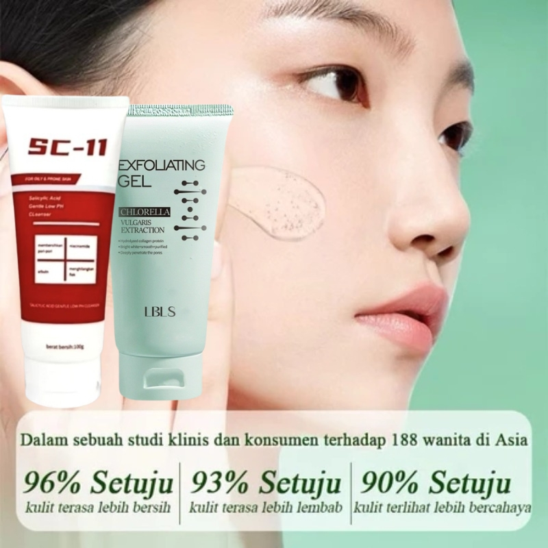 SC 11 Whitening Pembersih Wajah Skin 100g + Exfoliating Gel Meet Face Chlorella Vulgaris Extraction 