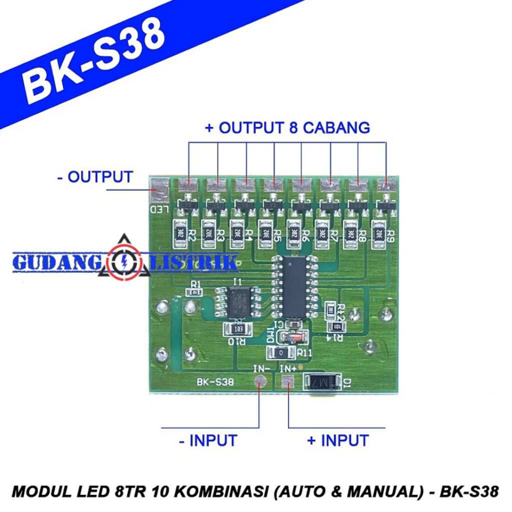 BK-S38 Module LED 8TR 10 Kombinasi Auto & Manual 12V-24V