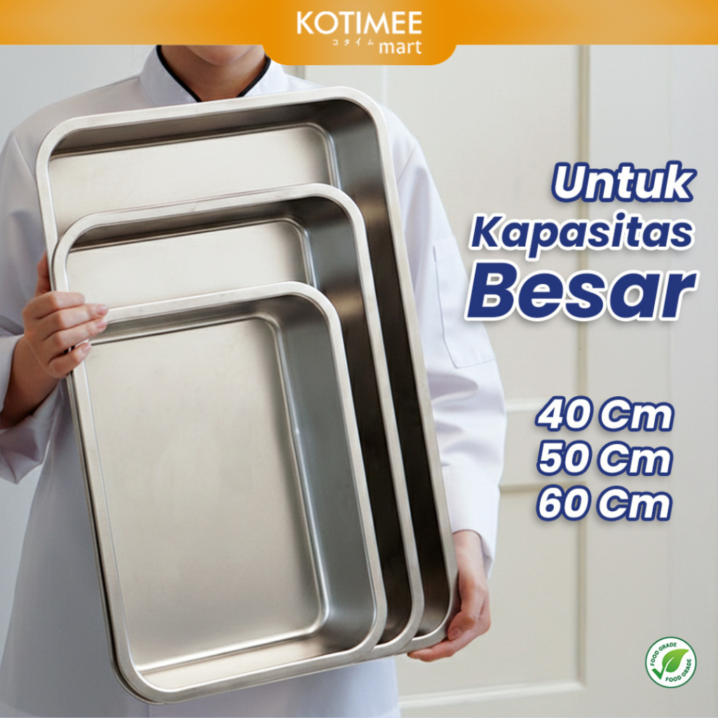 Baskom Jumbo Kotak - Stainless Resto Food Tray - Baki Besar Persegi - Premium Asta Homeware Co