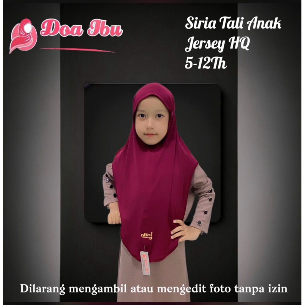 443 JILBAB SIRIA TALI ANAK DOA IBU JERSEY HIGH QUALITY / HIJAB ANAK SIRIA TALI DOI JERSEY HQ ORI BY 