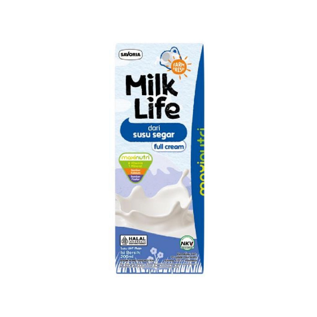 Milk life 1 dus susu UHT Rasa Full cream 200ml-24pcs