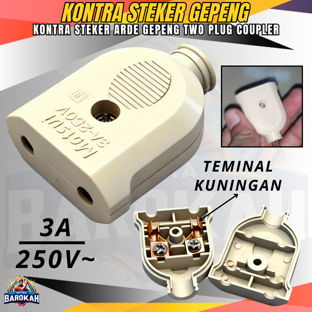 Kontra Steker Gepeng Terminal Kuningan Isi 1 Pcs / Kontra Sambungan Gepeng / Kontra Steker Cewek / S