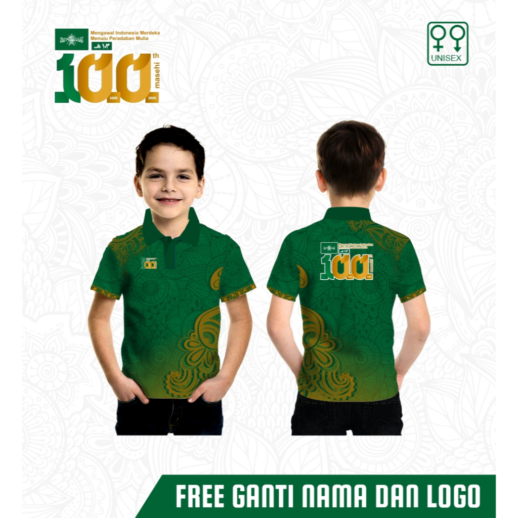 Atasan polo anak baju NU  Nahdlatul Ulama ke 100 kaos free custom