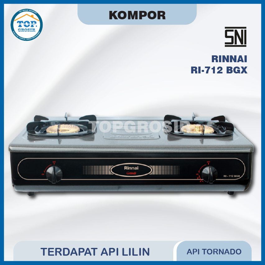 Kompor Gas Rinnai 2 Tungku RI 712BGX/RI712BGX/RI 712 BGX/RI-712-BGX/RI-712BGX/Kompor Gas Rinnai 2 Tu