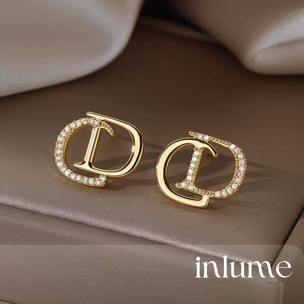inlume.id - GRACEDIOR EARRING - 063 gold stud "CD" initial elegant ANTING EMAS TUSUK INISIAL "CD" EL