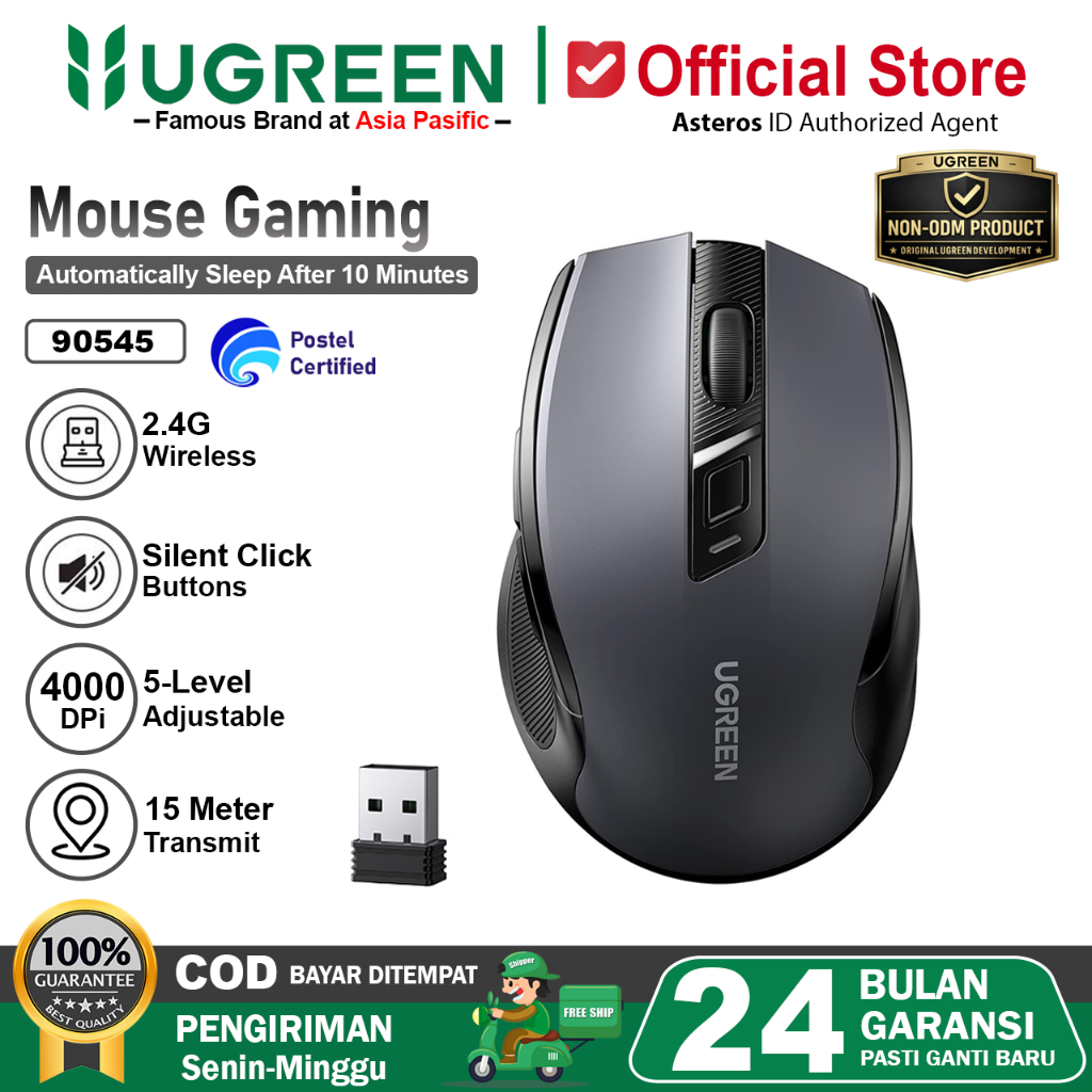 UGREEN Mouse Gaming Wireless Silent Click 4000 DPI 2.4G 90545