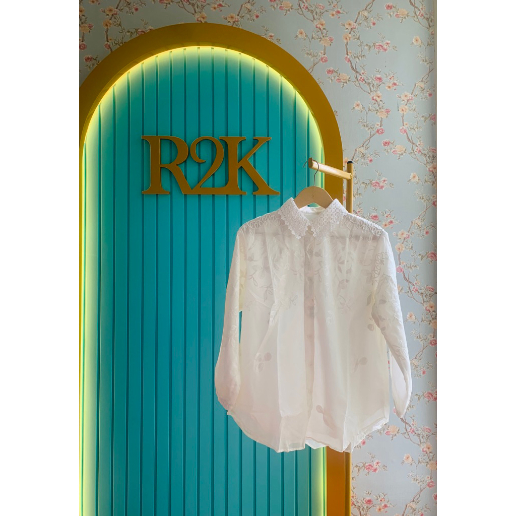 Azeena blouse putih,blouse,atasan bordir,katun,