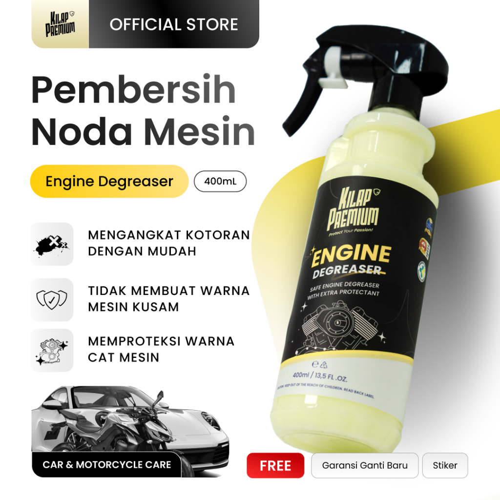 Engine Degreaser | Kilap Premium - Cairan Pembersih Mesin Motor Mobil, Pembersih Kerak Mesin Motor, 