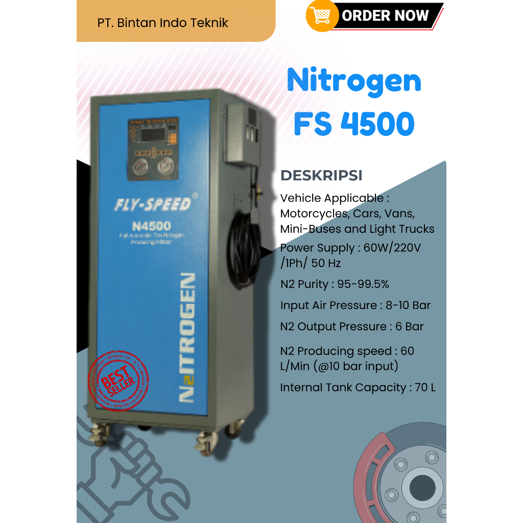 Peralatan Bengkel Generator Nitrogen Fly Speed 4500