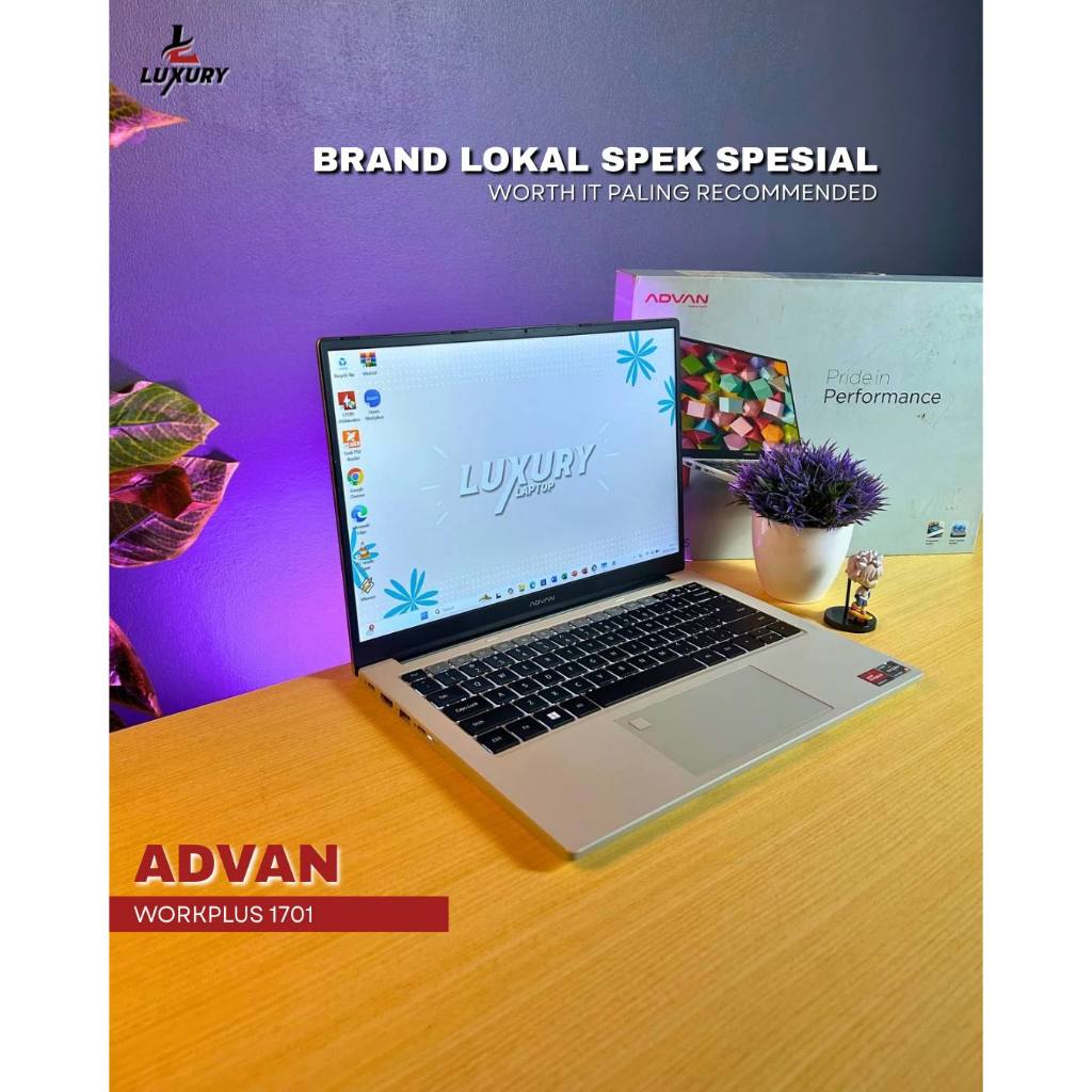 LAPTOP ADVAN WORKPLUS 1701 SLIM RYZEN 5 SSD 1TB RAM 16GB DDR5 6400MHZ BACKLIGHT SECOND