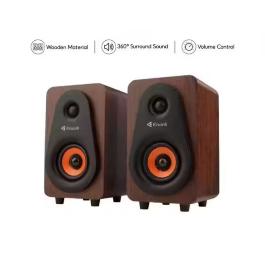 Speaker Komputer Laptop Kayu Classic Bass Gaming
