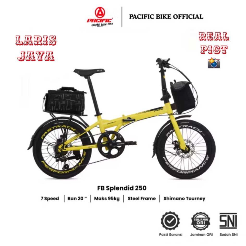 SEPEDA LIPAT 20 PACIFIC SPLENDID 300 1X9 SPEED MD LIPAT 20 INCH PACIFIC SPLENDID 250 TERBARU , SEPED