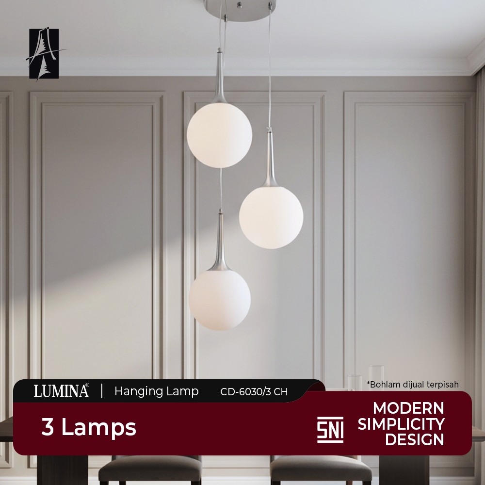 Lumina - Lampu Gantung Hias Fitting Model Minimalis - Type CD-6030/3 CH