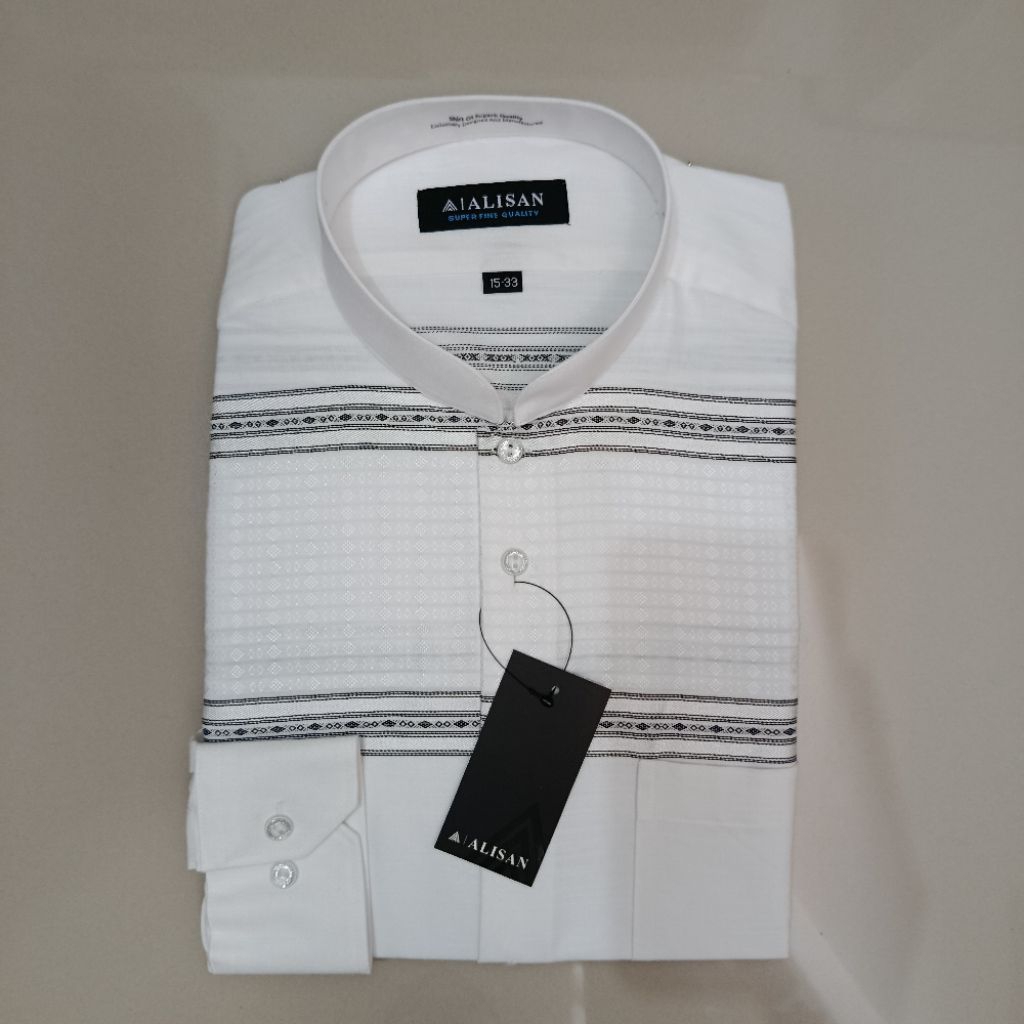 ALISAN LENGAN PANJANG KOKO Fashion Putih Krah Shanghai Reguler