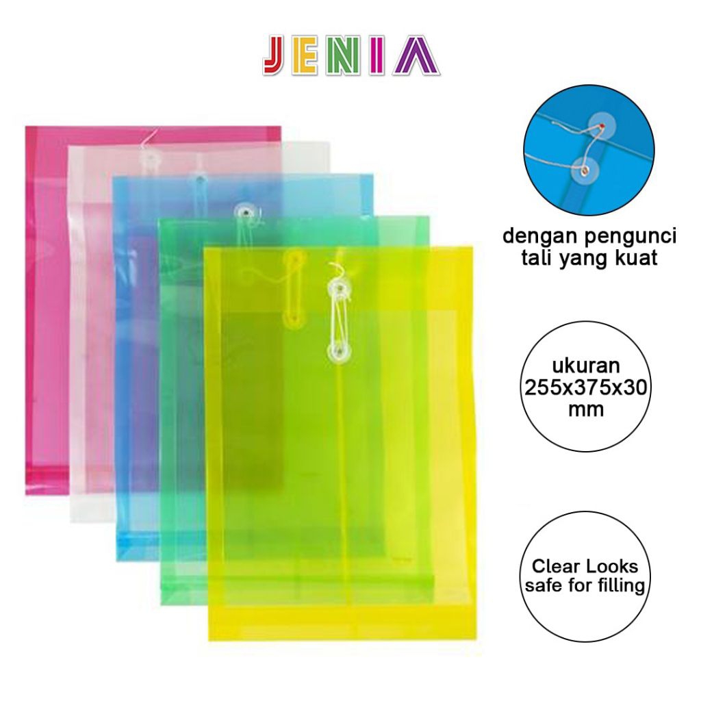 Map Tali Folio Jenia (12pcs) / Map Tali Plastik Folio