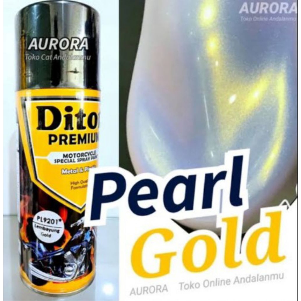 Cat Pilok Diton Premium PL 9201 Lembayung Gold 400ml Pearl Gold Yellow Kuning Emas Transparan Pilox
