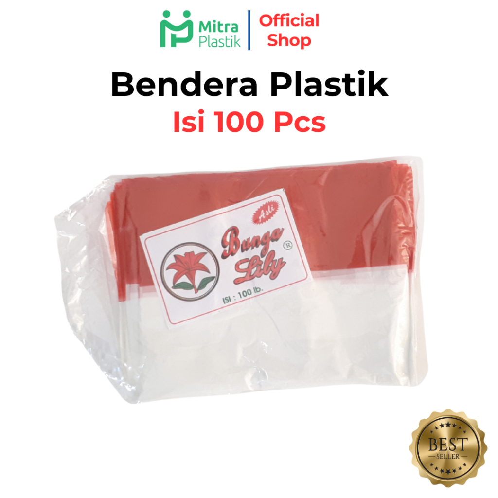 Bendera Plastik 100 pcs /  60 pcs Merah Putih Indonesia