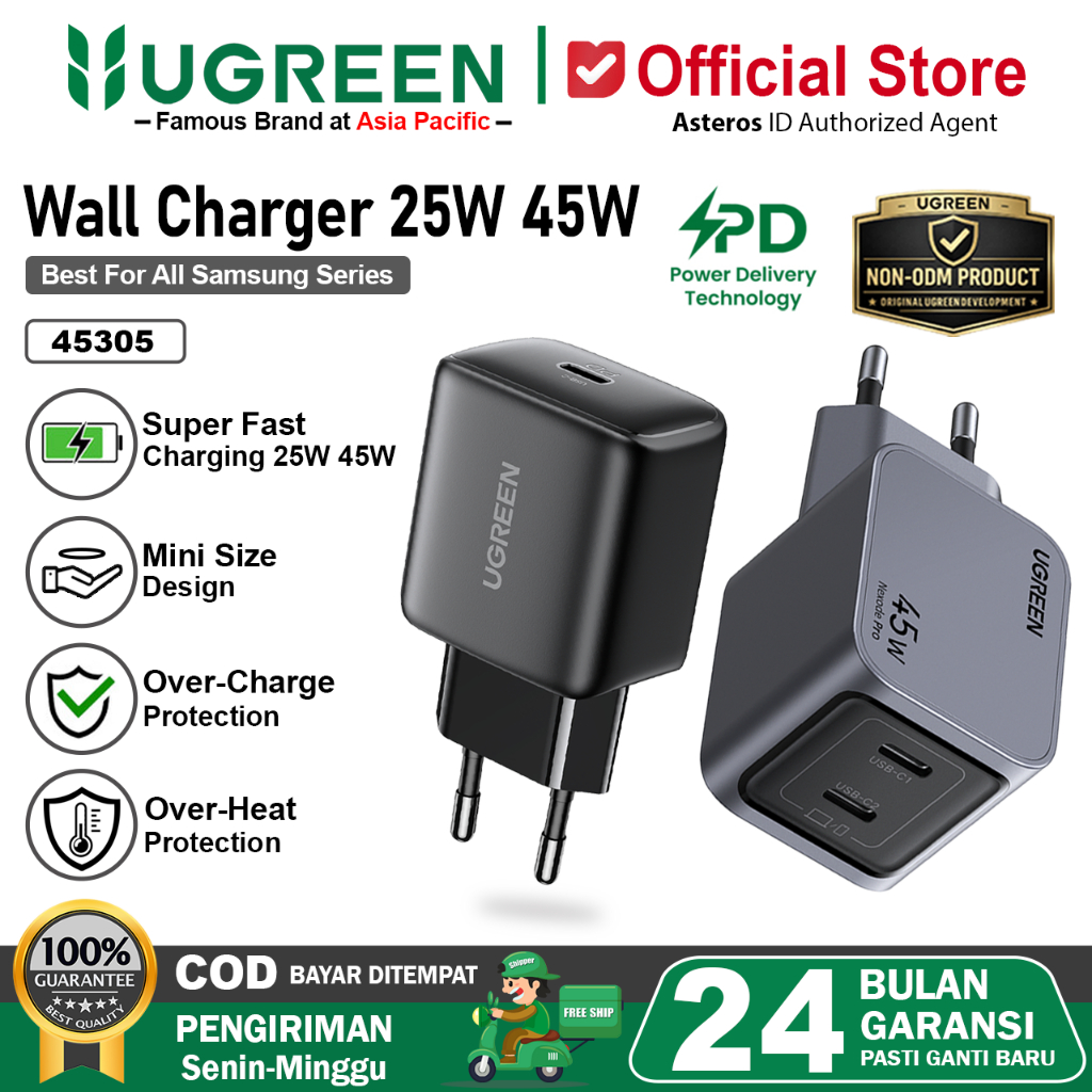 UGREEN Kepala Charger GaN For Samsung Super Fast Charging PPS 25w 45w 2.0
