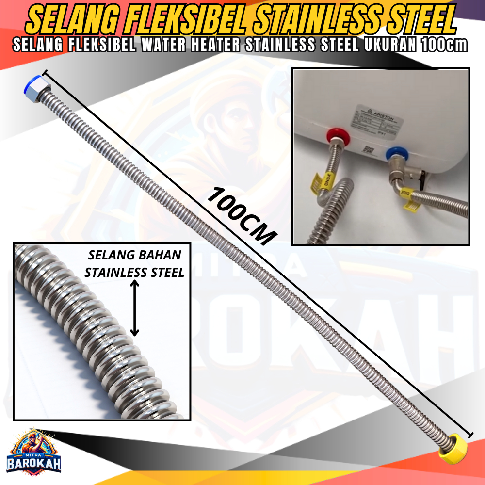 Flexible Air Panas 100cm Dapat DiTekuk Dengan Kunci / Selang Water Heater Kamar Mandi Fleksibel / Fl
