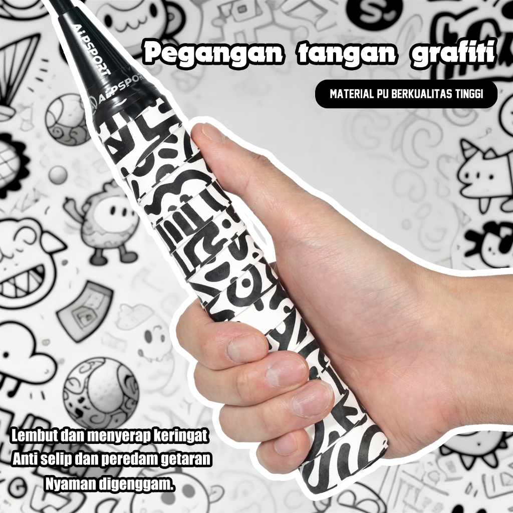 ALPSPORT New YHSJ Grafiti Dollar 3PCS Perekat Pegangan Raket Badminton Perekat Racket Grip Tape Supe