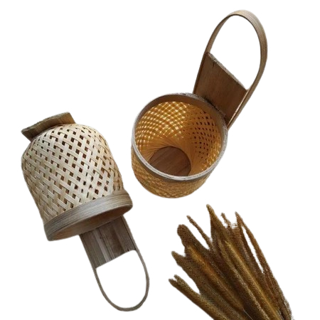 Keranjang Bambu Penyimpanan Anyaman Bambu Tempat Sendok Gantung