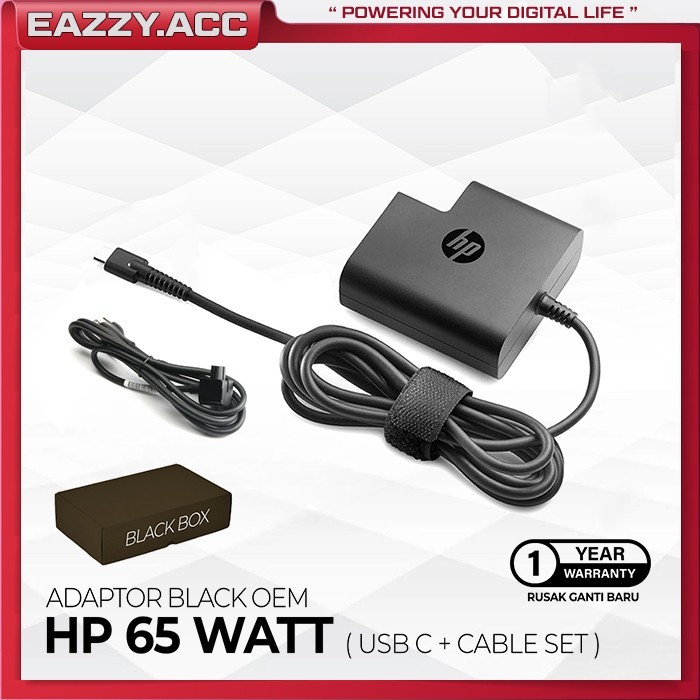 Adaptor Charger Laptop HP Type-C 65W | USB C Oval OEM