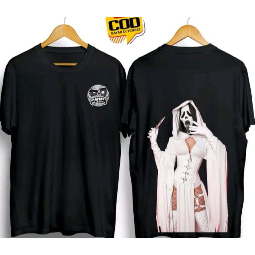 Kaos sablon hantu topeng putih tshirt distro unisex adem