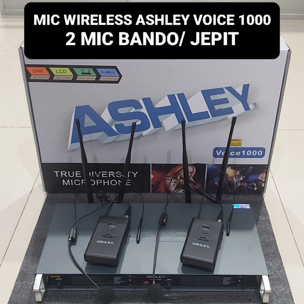 ASHLEY Mic Wireless VOICE 1000 Bando Jepit 2 Microphone Mesjid