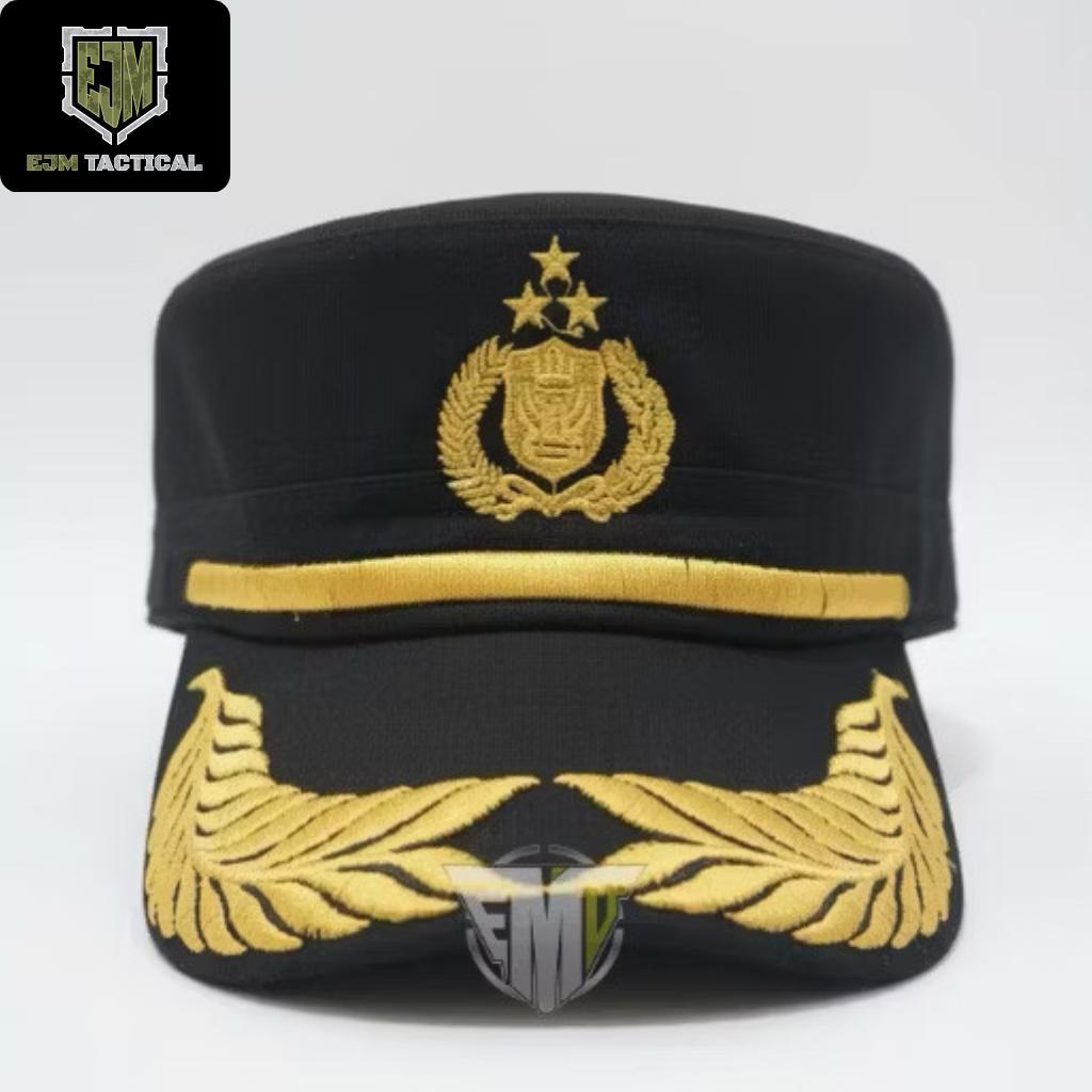 Topi Polri Premium topi polisi Pamen Pama Topi komando bordir dan Velcro- TOPI POLRI