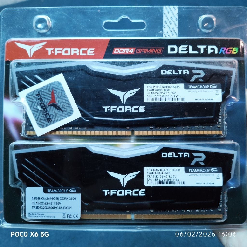 Ram Team T-force delta rgb 32gb 2x16 3600mhz ddr4