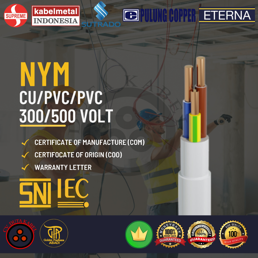Kabel NYM 3x6 mm2 SUPREME CABLE / KABELMETAL (KMI) / SUTRADO / PULUNG / ETERNA / 3x6mm2 / 3 x 6 mm2 