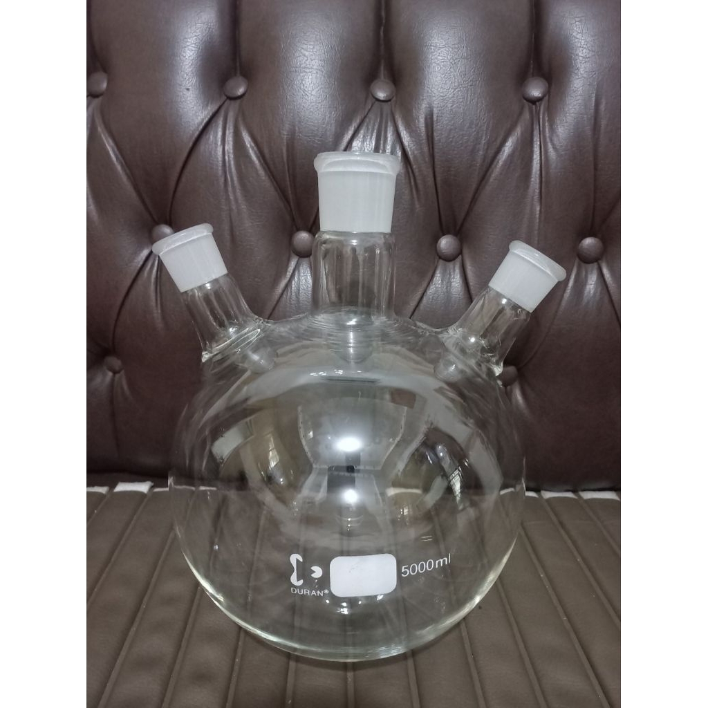 boiling flask 5000 ml duran four neck Ns 29/32 flat  bottom