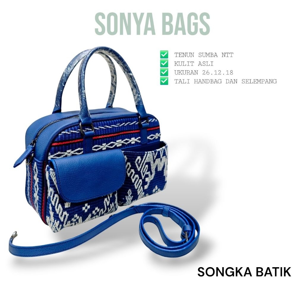 TAS TENUN NTT ETNIK HANDBAG SELEMPANG WANITA KULIT ASLI TENUN NTT ULOS