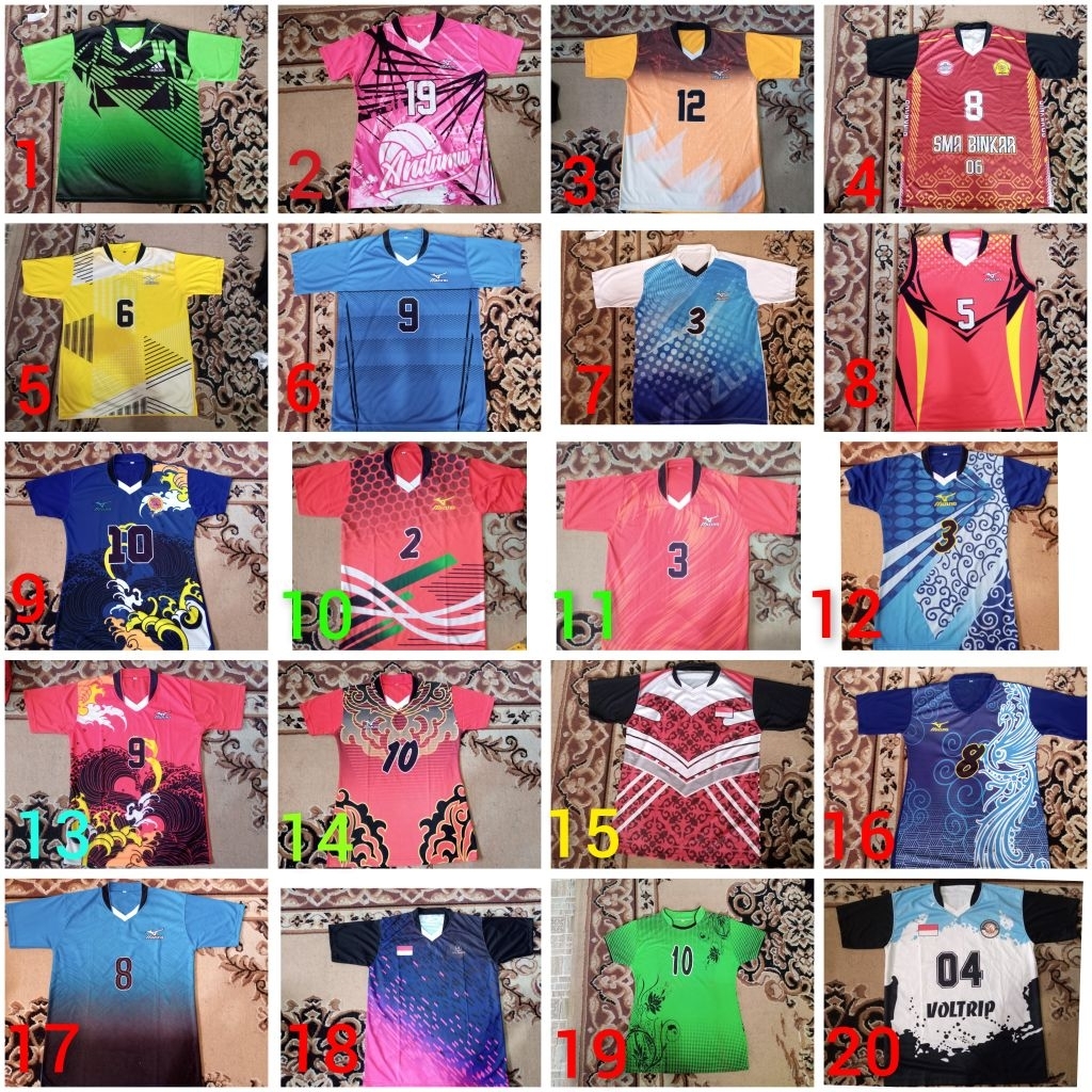 Jersey Voli Printing Kaos Voli Printing bahan PE Super/ Drifit Lelang Murah