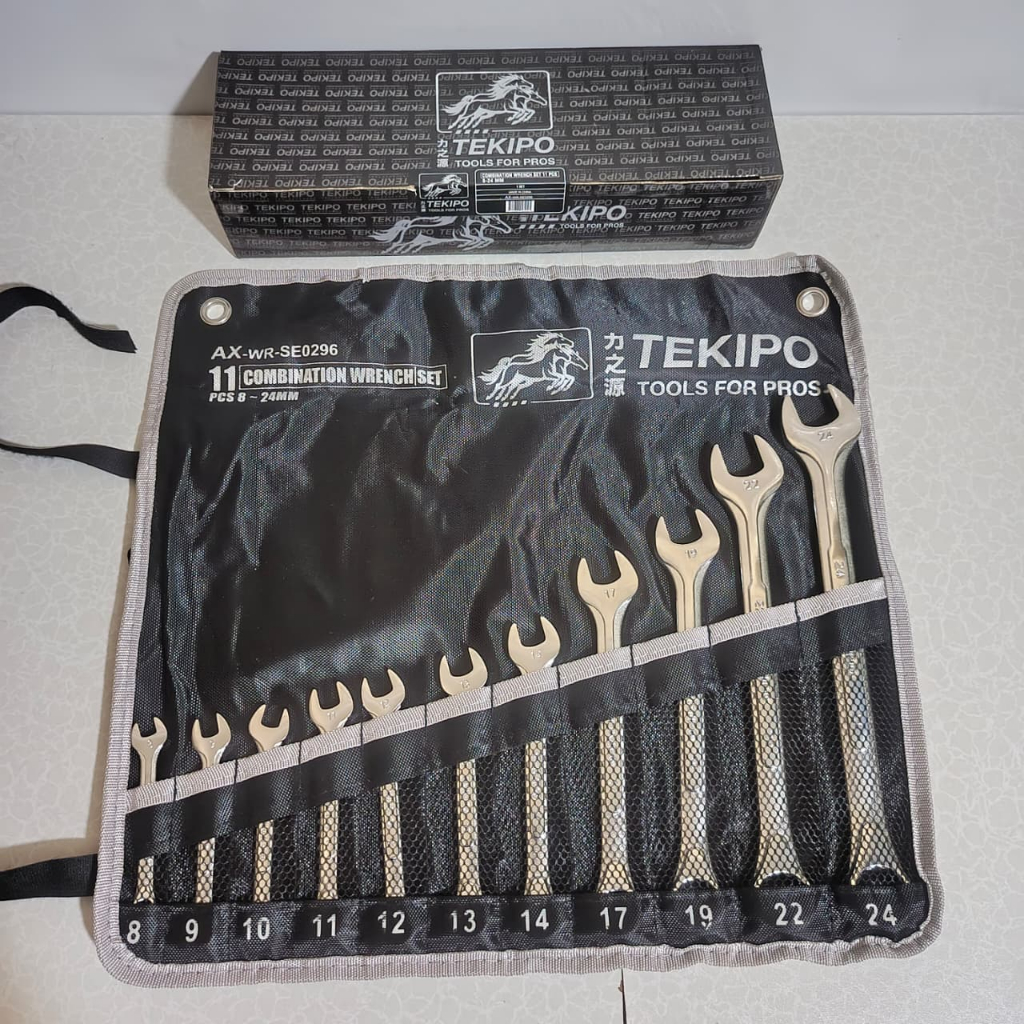 Kunci Pas Ring 1 Set Lengkap TEKIPO 11pcs 8-24 mm Kunci Pas Kombinasi Ring Kuat Tahan Lama Bahan Baj