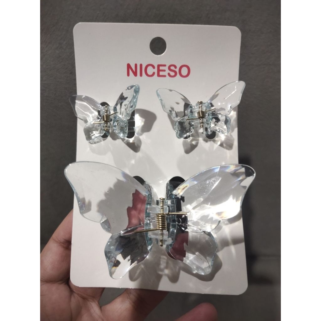 Jepit rambut NICESO motif kupu kupu Kristal jeday rambut wanita