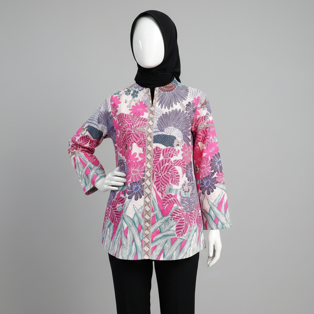 Dila Fashion Blus Batik Wanita Jumbo LD 120 130 140 150 Kancing Depan