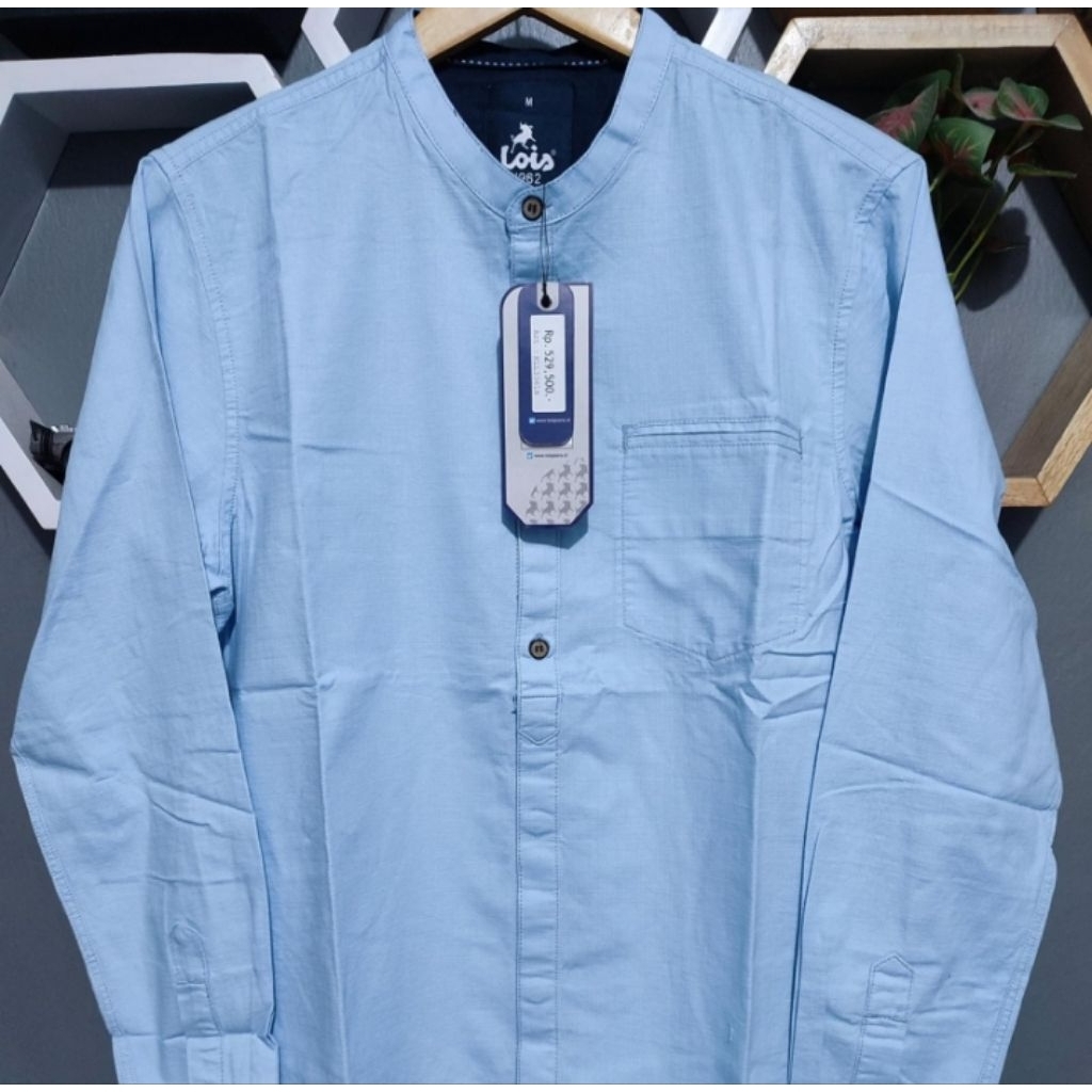 Lois Baju Pria Kemeja lengan panjang polos original kekinian